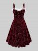 Plus Size Christmas Glitter Pentagram Stamping Lace Up Fuzzy Trim Ruched High Low Velvet Tank Party Dress -  
