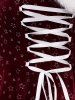 Plus Size Christmas Glitter Pentagram Stamping Lace Up Fuzzy Trim Ruched High Low Velvet Tank Party Dress -  