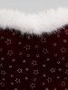 Plus Size Christmas Glitter Pentagram Stamping Lace Up Fuzzy Trim Ruched High Low Velvet Tank Party Dress -  
