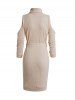 Belt Knit Turtleneck Cold Shoulder Casual Mini Dress -  