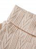 Belt Knit Turtleneck Cold Shoulder Casual Mini Dress -  