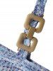 Haut Décontracté en Tricot à Imprimé Chiné à Epaule Oblique à Manches Longues - Bleu clair M