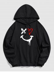 Men's Casual Heart Drippy Smile Face Kangaroo Pocket Cotton Hoodie -  