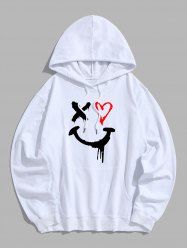 Men's Casual Heart Drippy Smile Face Kangaroo Pocket Cotton Hoodie -  