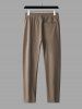 Men's Stand Collar Ribbed Jacquard Weave Button Front Long Sleeves Shirt and Straight Leg Drawstring Pants Set -  