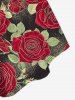 Plus Size Flower Leaves Print Cinched Tank Top -  