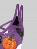 Robe D'Halloween Chat Citrouille et Chauve-souris Croisée Imprimés à Bretelle - Pourpre  6X