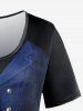 T-shirt 3D Veste Rivet Imprimé de Grande Taille - Noir M