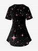 Plus Size Galaxy Sequins Sparkling Print 2 in 1 Short Sleeves T-shirt -  