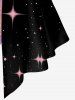 Plus Size Galaxy Sequins Sparkling Print 2 in 1 Short Sleeves T-shirt -  