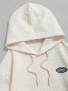 Men's Casual Athleisure Letter Patch Design Cable Jacquard Textured Front Pocket Drawstring Long Sleeves Hoodie -  