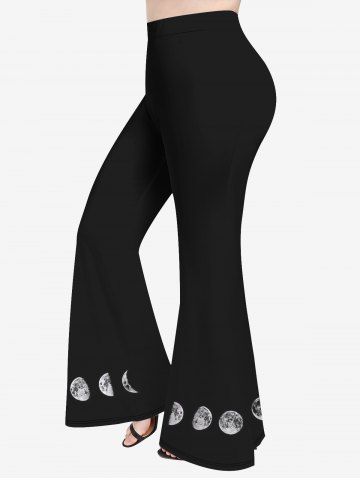 Plus Size Moon Print Flare Pants - BLACK - M