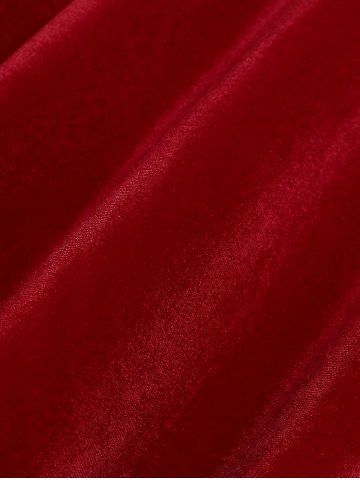 Plus Size Scalloped Cut Patchwork Buttons Dress