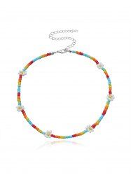 Fashion Colorful Floral Beaded Choker Necklace -  