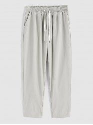 Pantalon Maigre Ajusté Décontracté en Couleur Unie pour Homme - Gris Clair XXL