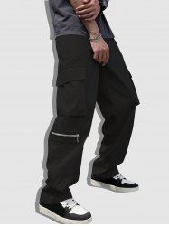 Men's Streetwear Solid Color Side Flap Pockets Design Zip Fly Cargo Pants -  