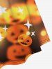 Plus Size Pumpkin Star Sparkling Print Cinched Halloween Dress -  