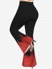 Plus Size Flame Dragon Print Flare Pants -  