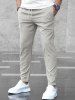 Pantalon Maigre Ajusté Décontracté en Couleur Unie pour Homme - Gris Clair XXL