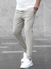 Pantalon Maigre Ajusté Décontracté en Couleur Unie pour Homme - Gris Clair XXL