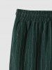 Men's Striped Cotton and Linen Textured Straight Leg Drawstring Casual Pants -  
