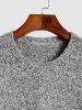 Crew Neck Heathered Fluffy Knitted Drop Shoulder Pullover Sweatshirt -  