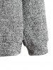Crew Neck Heathered Fluffy Knitted Drop Shoulder Pullover Sweatshirt -  