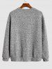 Crew Neck Heathered Fluffy Knitted Drop Shoulder Pullover Sweatshirt -  