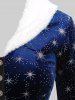 Manteau de Noël à Brodure en Fourrure en Velours à Lacets de Grande Taille - Bleu L | US 12
