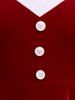 Robe Jointif Festonnée à Coupe Haute avec Boutons de Grande Taille - Rouge 3X | US 22-24