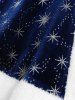 Manteau de Noël à Brodure en Fourrure en Velours à Lacets de Grande Taille - Bleu 1X | US 14-16