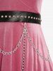 Plus Size PU Panel Rivet Chain Tassel Ruched Crisscross Velvet Cami Dress(Adjustable Shoulder Strap) -  