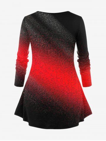 Plus Size Ombre Light Beam Print T-shirt