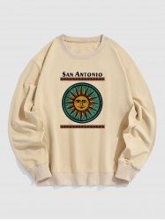 Men's Ethnic Sun Letter Graphic Print Long Sleeve Crew Neck Pullover Sweatshirt -  