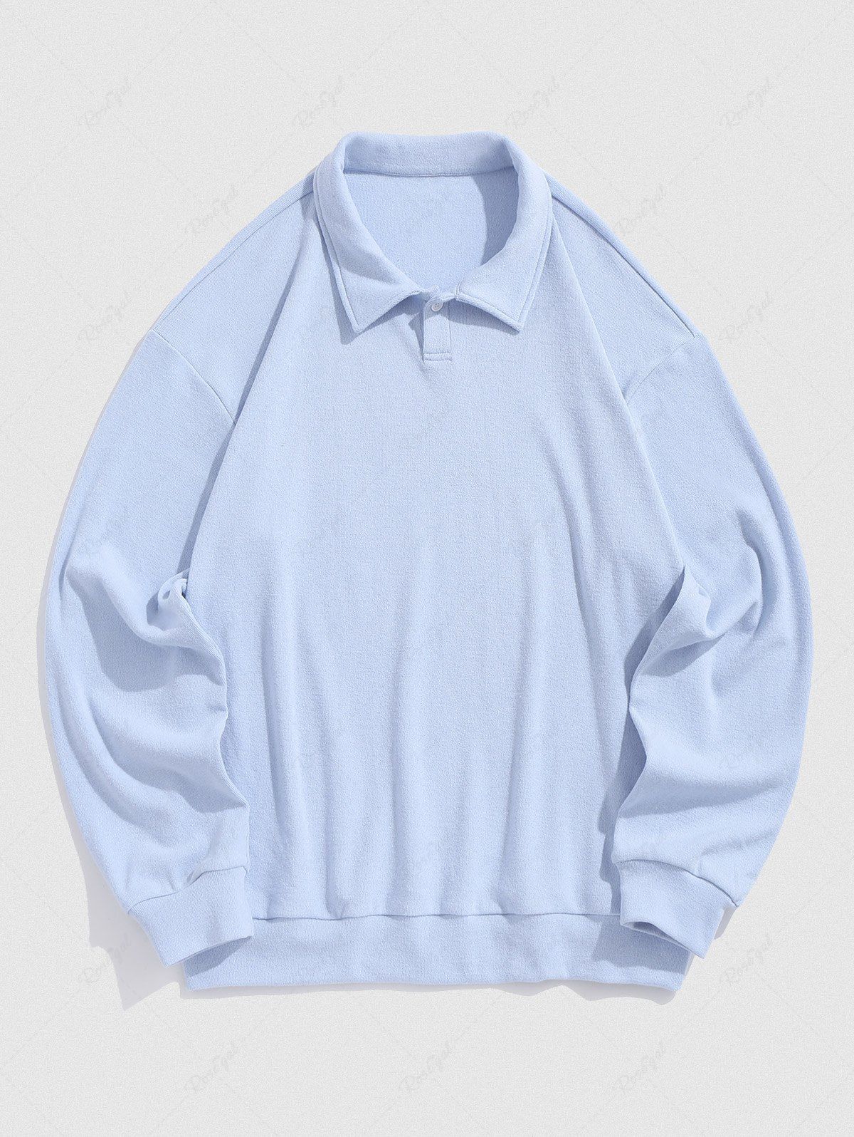 Buy Men's Athleisure Style Solid Color Daily Polo Collar Button Front Long Sleeve Pullover Jumper Knitwear  