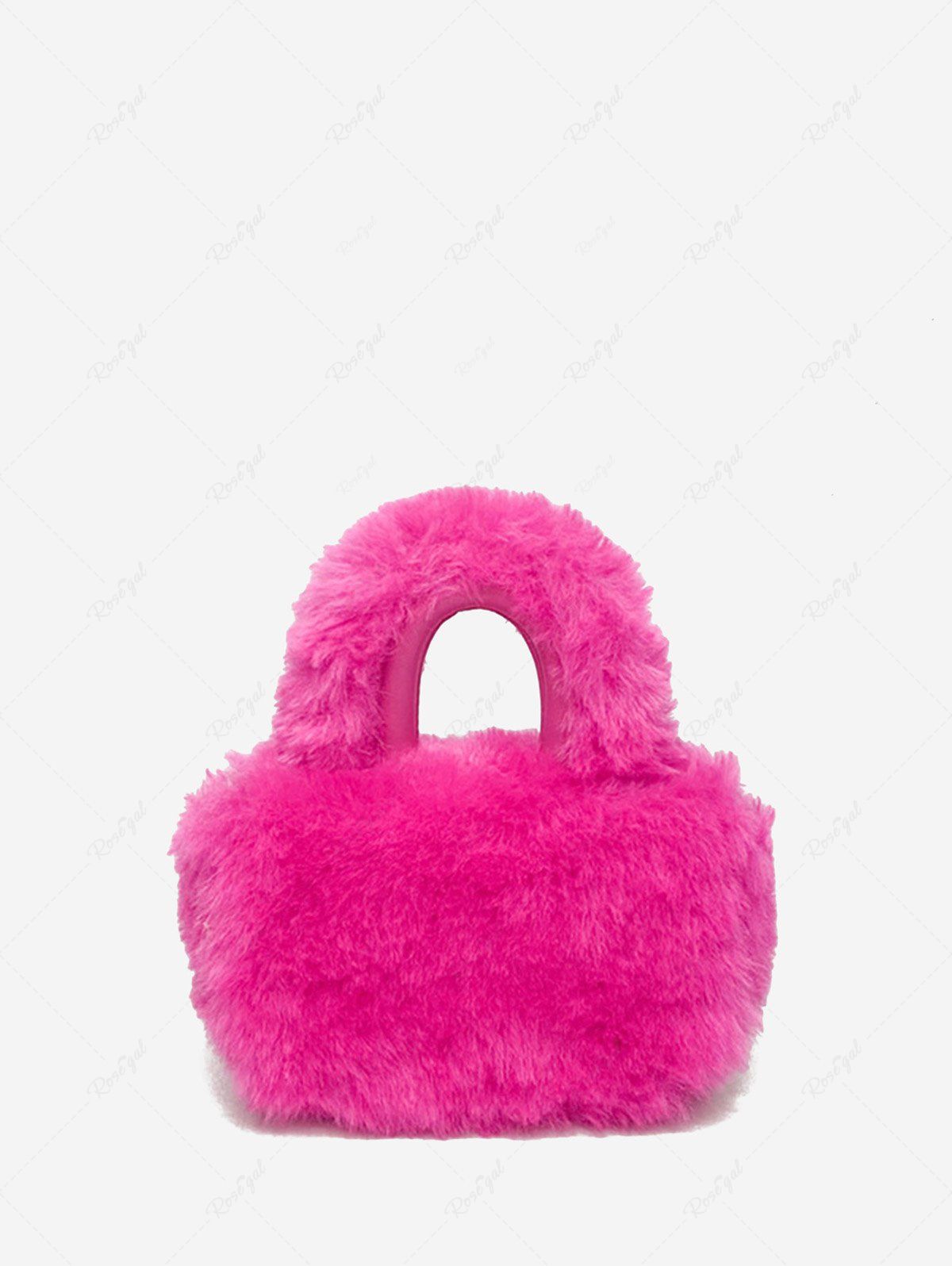 Sac Fourre-tout D'Hiver Fourré en Couleur Unie en Fausse Fourrure pour Femme Rose clair S