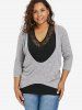 Plus Size Floral Lace Tank Top and Marled Textured Twisted T-shirt -  