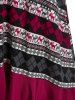 Robe Pull à Capuche Ethnique Figure Imprimé de Grande Taille à Lacets - Rouge foncé 4X | US 26-28