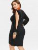 Plus Size O-Ring Buckle Cutout Split Sequins Sleeves Tulip Hem Dress -  