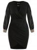 Plus Size O-Ring Buckle Cutout Split Sequins Sleeves Tulip Hem Dress -  