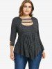 Plus Size Striped Marled Ruched Long Sleeves T-shirt -  