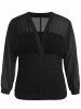 T-shirt Plongeant avec Boutons en Mousseline de Soie à Manches Evasées - Noir M | US 10