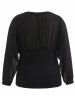 T-shirt Plongeant avec Boutons en Mousseline de Soie à Manches Evasées - Noir M | US 10