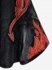 T-shirt Zippé Flamme Dragon Imprimé à Epaule Ouverte de Grande Taille - Noir M