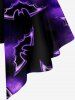 T-shirt D'Halloween 3D Chauve-souris Galaxie Imprimée de Grande Taille à Frange - Pourpre  XS