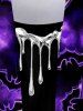 Plus Size 3D Galaxy Bat Tassel Print Halloween 2 in 1 T-shirt -  