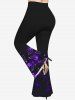 Plus Size Bat Galaxy Ombre Print Halloween Flare Pants -  
