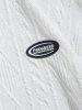 Men's Daily Casual Zip Up Rhombus Cable Knit Jacquard Stand Collar Patched Design Jacket -  