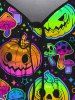 Plus Size Halloween Costume Pumpkin Mushroom Star Print Cinched Dress -  