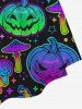 Plus Size Halloween Costume Pumpkin Mushroom Star Print Cinched Dress -  